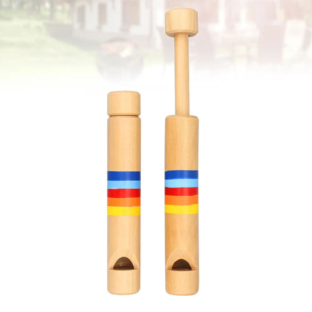 

2 Pcs Kids Music Instrument Children Pull Wood Flute Whistle Toy Whistles Educational Mini Puzzle