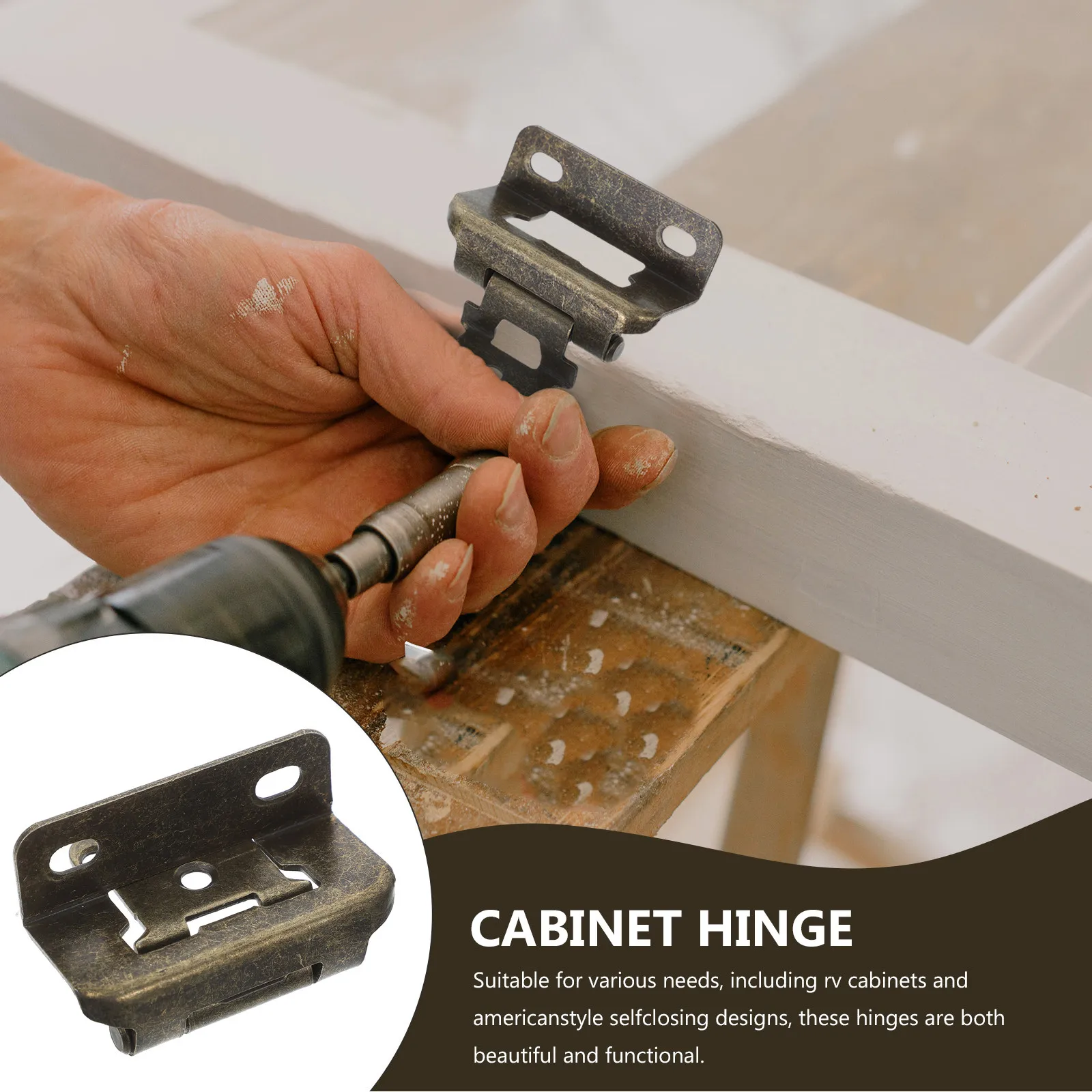 2Pcs Heavy Duty Self Closing Cabinet Hinges 1 2 Inch Overlay Semi Concealed Spring Loaded Brushed Nickel for Home Rv