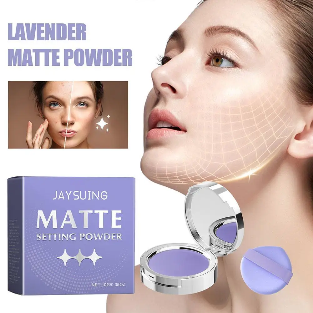 Oil Control Setting Powder For Smooth And Even Complexion Blurring Effect Soft Finishing Powder Lavender Makeup Powder With Puff