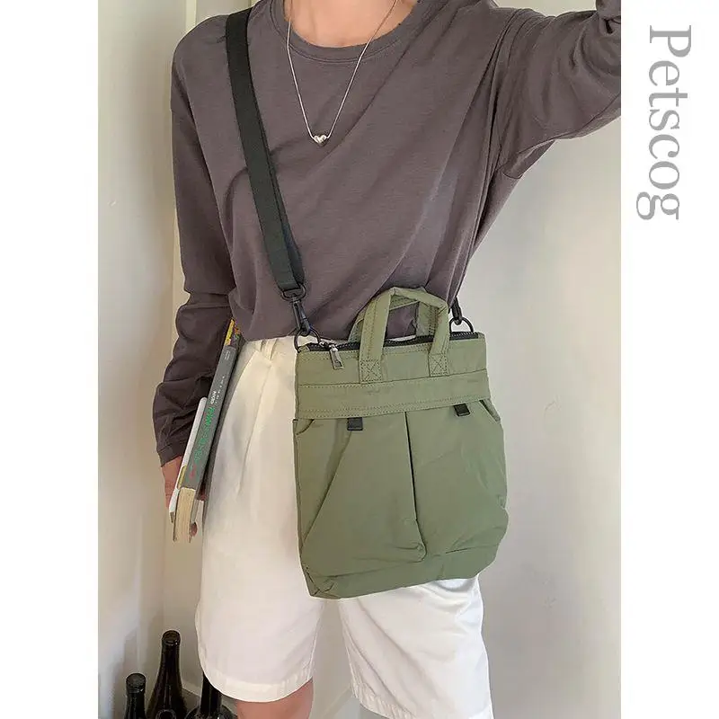 Borse a tracolla da donna in Nylon coreano borsa a secchiello portatile di grande capacità borse a tracolla per scuola universitaria in stile Preppy