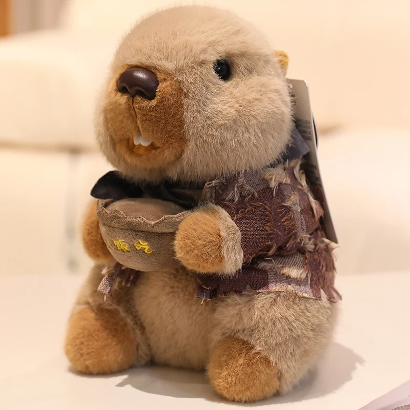 Lindo marmota juguetes de peluche llavero simulación marmota con ropa muñeca suave relleno Animal almohada chico regalo de cumpleaños decoración del hogar