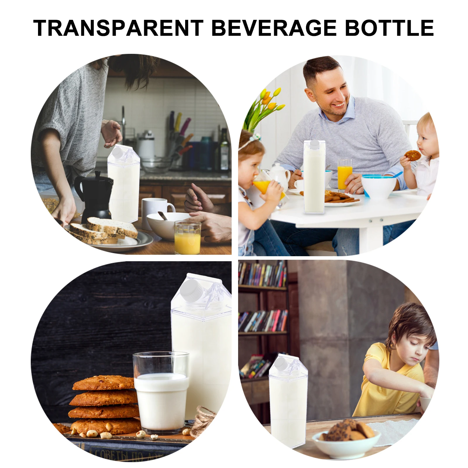 

2 Pcs Love Milk Cup Bottle Clear Transparent Beverage Jug Storage Carton Shaped Leakproof Travel Picnic Cold Water Fruit Juice