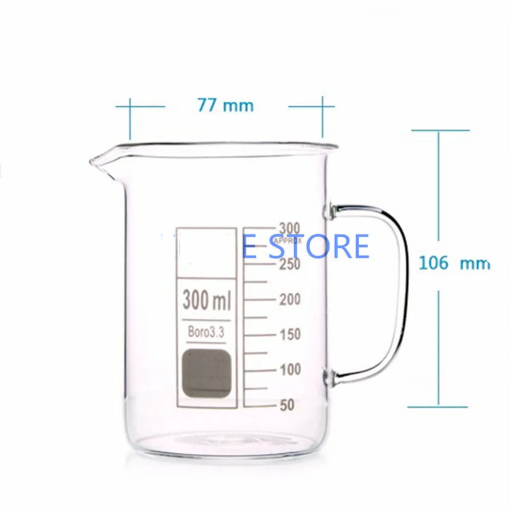 300mL Glass Beaker with Handle New Chemical Lab Glassware Borosilicate Glass 3.3