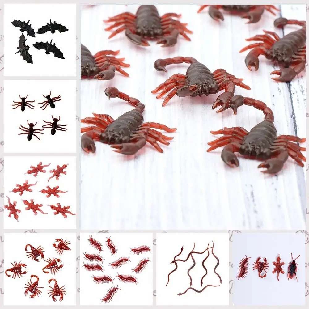 10Pcs/set Scorpion Simulation Fake Rubber Cockroach Gecko Fake Simulation Cockroach Model Soft Material Centipede Halloween Gift