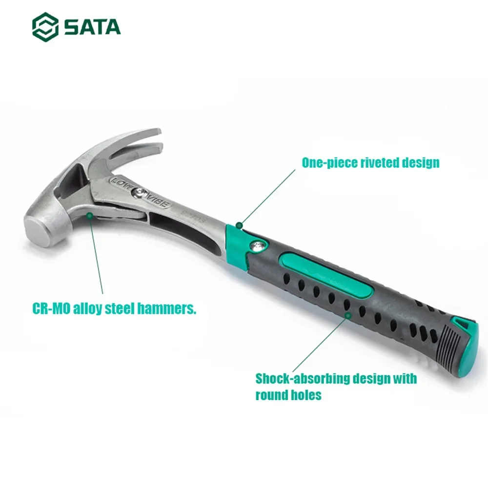 High Quality Shock Absorbing Hammer SATA CR-MO High Hardness for Electrician Carpenter Mallet Hand Tools