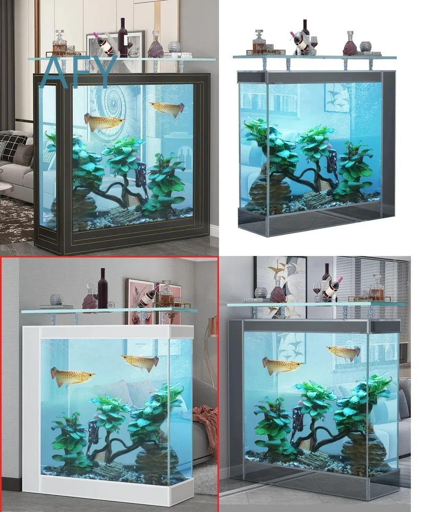 Premium Room Divider Cabinet for Living Room with Glass Bottom Filter Ecological Ultra White Cylindrical Partition Screen