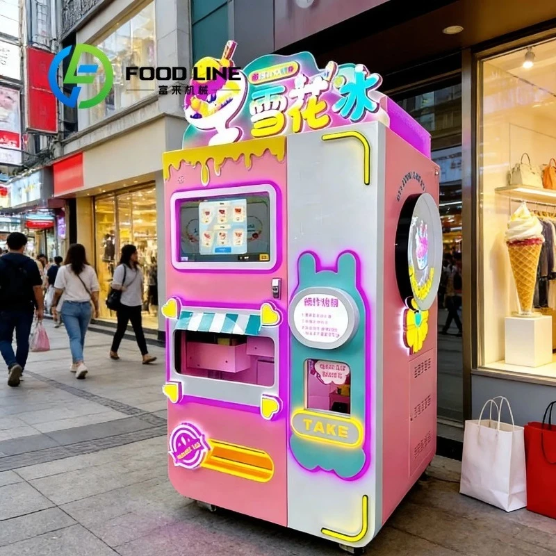 Automatic Bingsu Vending Machine Crafted For Cruise Ships Offering Luxury Shaved Ice Experiences With Ocean View Serving Window