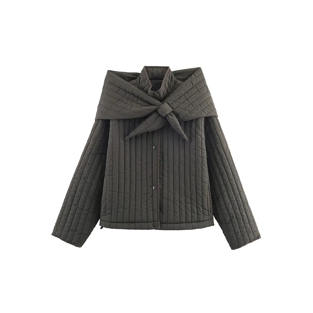 

Осенняя новая женская мода со съемным шарфом, хлопковая куртка, куртка