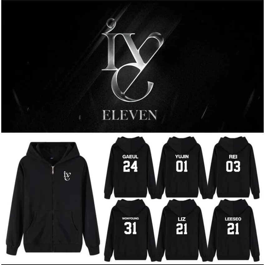 

KPOP IVE ELEVEN Zip Up Women/Men Hoodie Sweatshirt Yujin Gaeul Wonyoung LIZ Rei Leeseo Streetwear Hip Hop Zipper Hooded Jacket