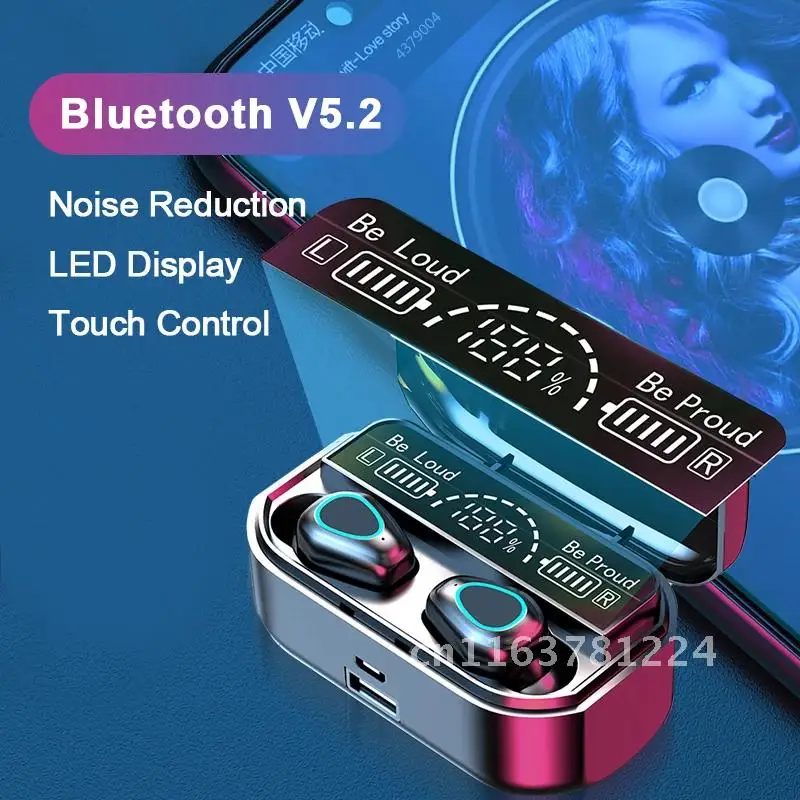 

TWS Bluetooth 5.2 Earphones 3500mAh Charging Box Wireless Headphone 9D Stereo Noise reduction Waterproof Headsets With Mic