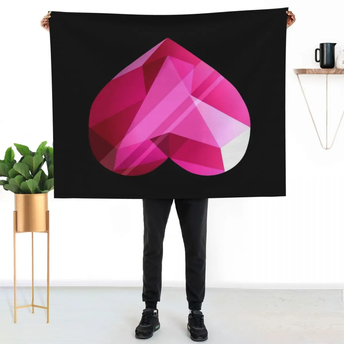 Steven Universe - Spinel Heart Gem 2nd Form - Black Background Throw Blanket Cozy Light Blanket for Travel Camping Picnic