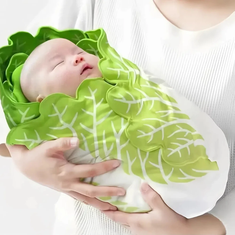 Manta envolvente de lechuga para bebé, manta de repollo, divertidos regalos de comida, forro polar súper suave y acogedor con estampado de verduras, talla única