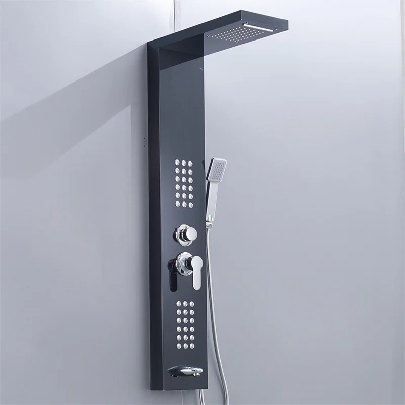 Shower Panel SS304 Tower System Stainless Steel 5 in 1 Multi-Function Shower Panel For Home Hotel Resort Split Type