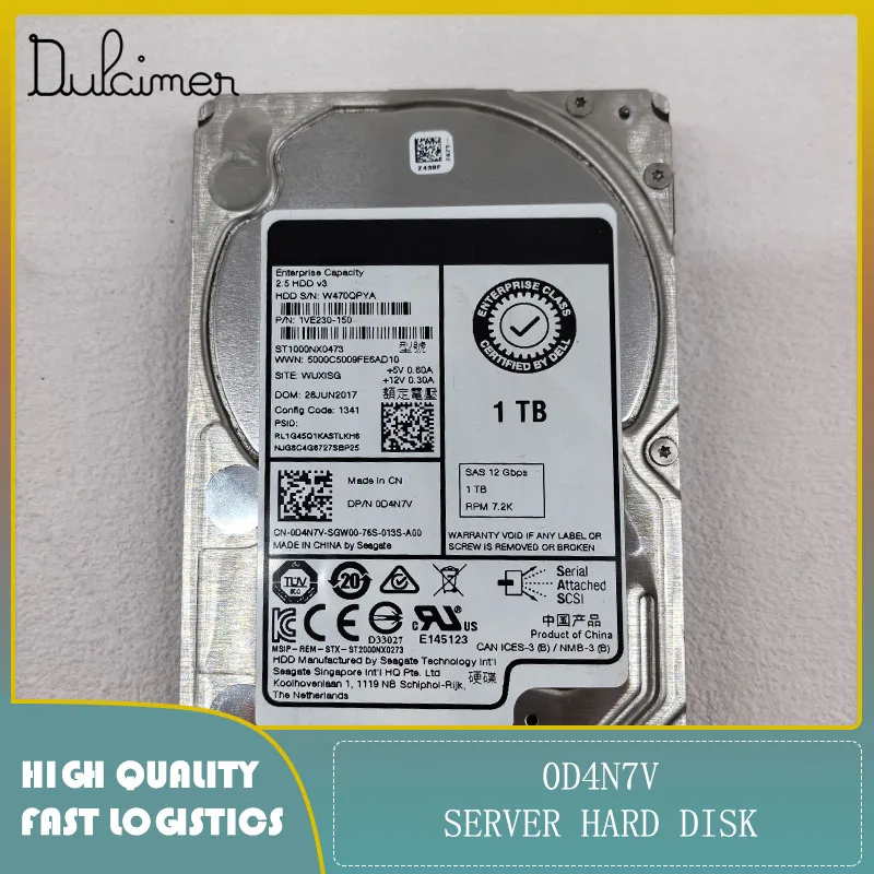 

Server hard drive 0D4N7V ST1000NX0473 1TB 7200 RPM SAS original second-hand