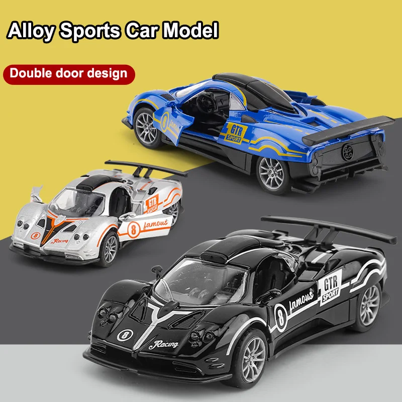 High-simulation Alloy Sports Car Model Double-door Inertia Pull-back Racing Car Toy Desktop Ornaments Children's Birthday Gift