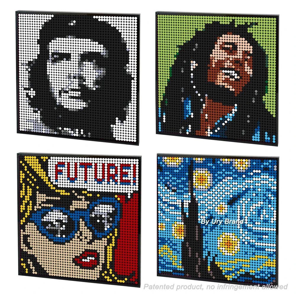 Creative Pixel Art DIY Mosaic Studs By Building Blocks Room Decorative POP World Famous Painting Starry Night Frame Set Toy Gift