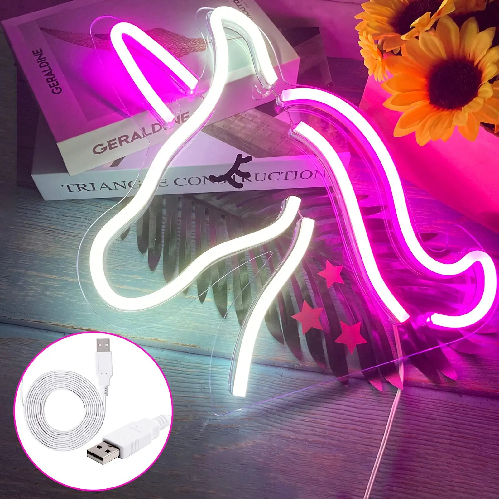 Unicórnio Neon Sign LED Wall Hanging Light, Quarto, Children's Room Night Light, Bar Decoração de Parede, Aniversário, Presente de Natal