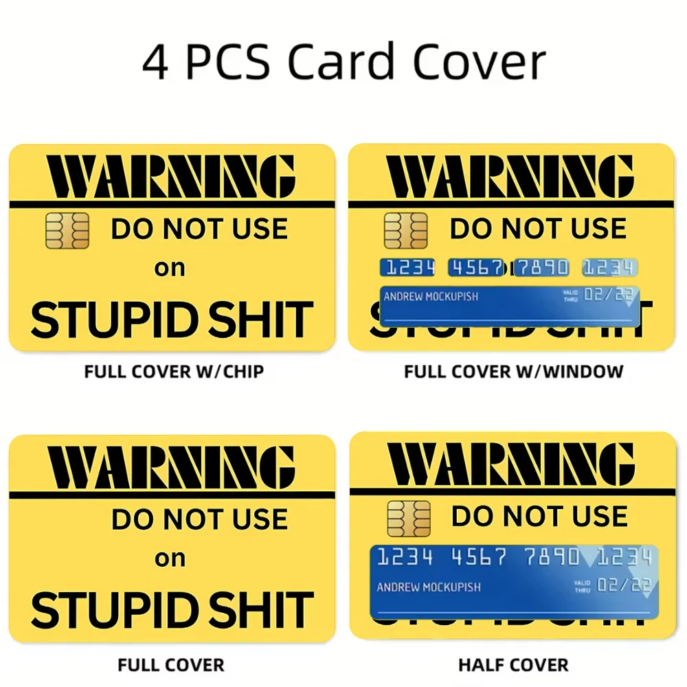 

WARNING DO NOT USE Stickers For Debit Bank Credit Cards Metro Bus Pass Sticker Decoration Cover 4PCS Card Skin