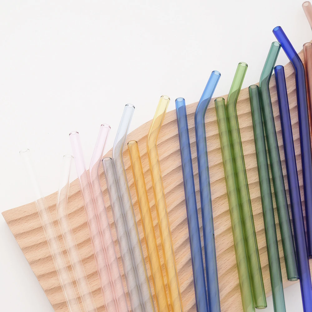 11Pcs 20cm Glass Smoothie Straw Reusable Clear Drinking Straws for Smoothie Milkshakes Environmentally Friendly Drinkware Straw