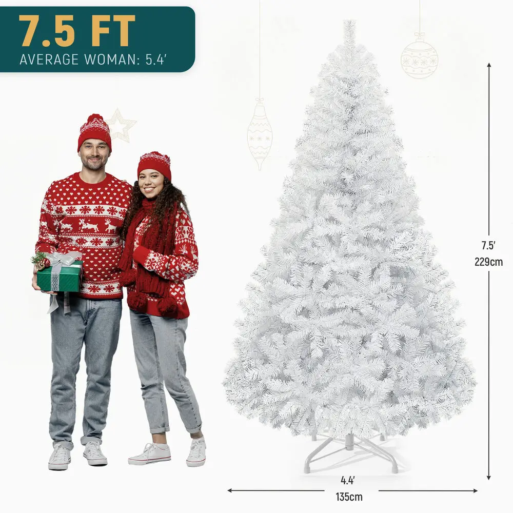 7.5FT White Spruce Artificial Christmas Tree Artificial Pine Tree Decor