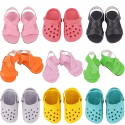 Sandales en plastique pour fille américaine, chaussures de beurre Born Baby Reborn, accessoires vestisens, pantoufles, cadeaux Our Generation, 18 po, 43 cm