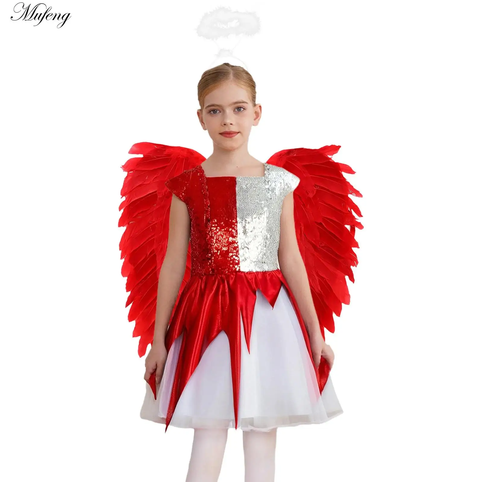 

Костюм Дьявола и Ангела для детей, платье-пачка на Хэллоуин для девочек с повязкой на голову с крыльями, детский озорной и красивый карнавальный наряд для вечеринки, косплей