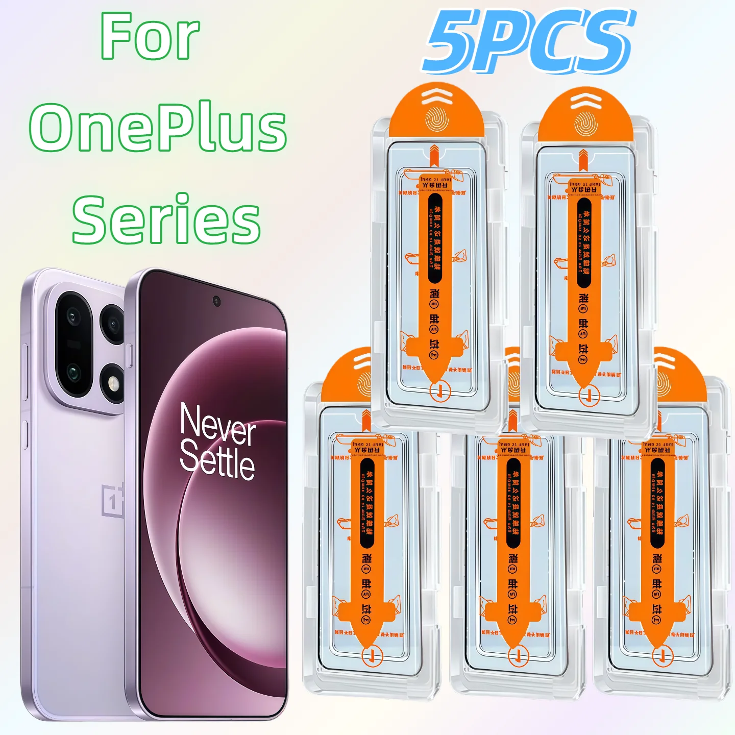 5 Stück HD-Displayschutzfolie aus gehärtetem Glas für OnePlus ACE/ACE 2U/ACE 3V/ACE 5Pro/6T/7T/8T/9R/9RT/13T/15 – vollständiger Schutz