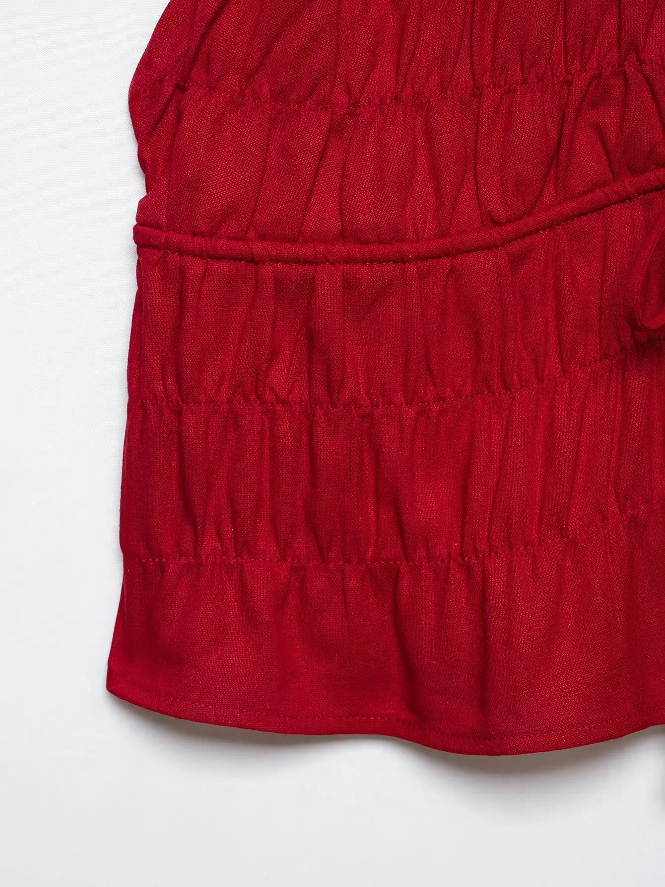 HH Elegantes Damen-Set in Rot, 2-teilig, mit Neckholder-Crop-Top und Stufenrock, Sommer-Outfit für Hochzeitsgäste und Urlaub – Detail 8