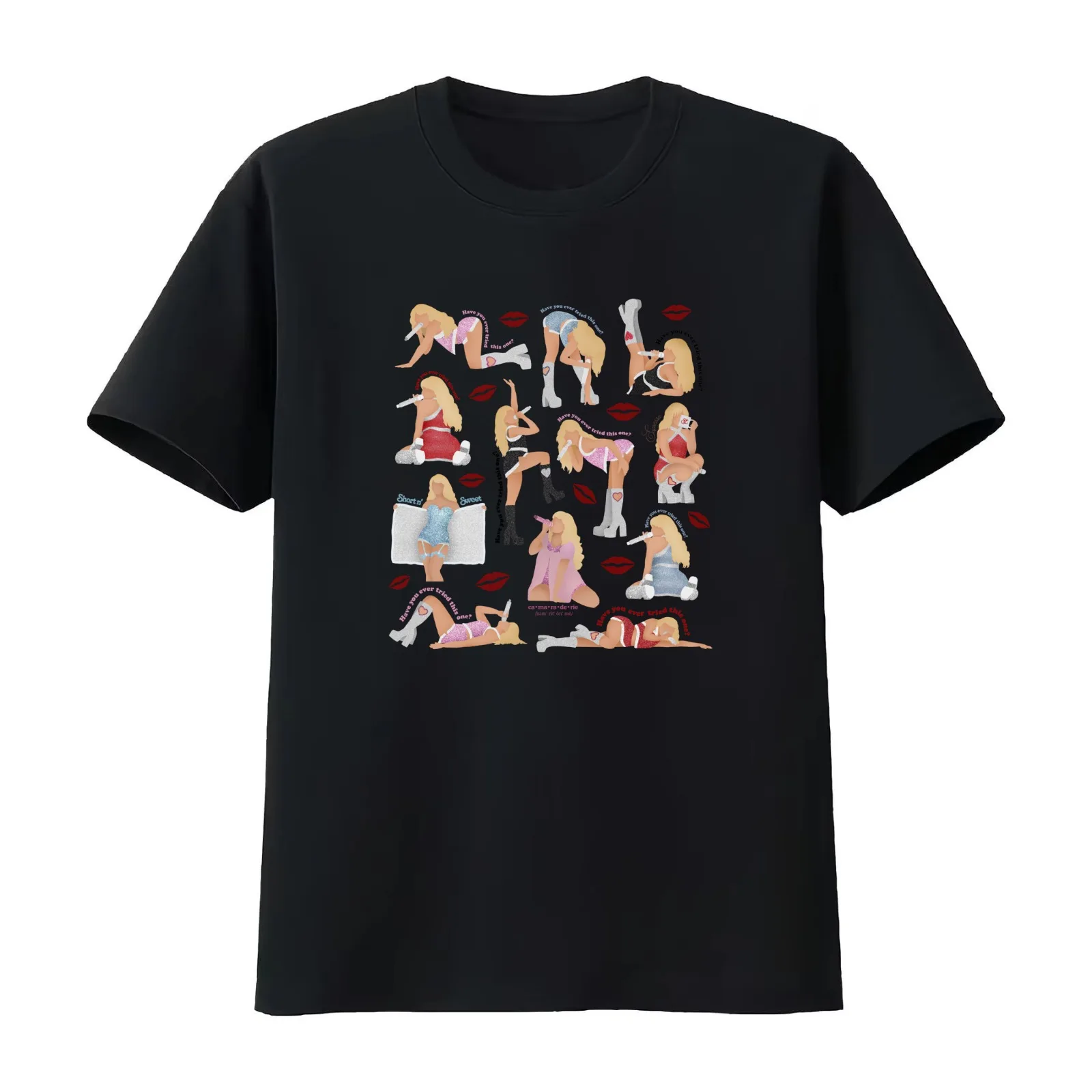 Juno Positions Short n Sweet Tour T-Shirt Summer Casual Cotton Tee Oversized Streetwear Tops Vintage Graphic Print