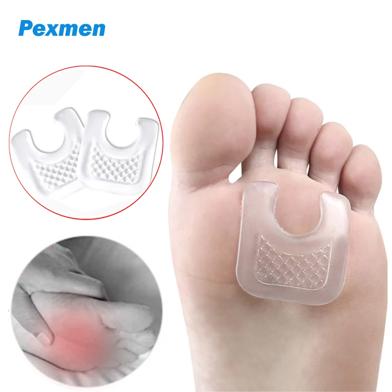 Pexmen 2/4Pcs Waterproof Toe Cushions U-Shaped Gel Callus Pads from Rubbing Reusable Foot Corn Sticker Calluses Protector