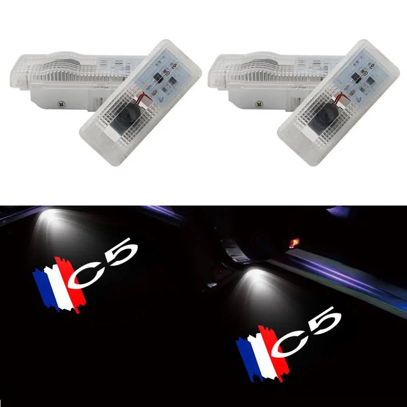 2Pcs LED Car Door Welcome Lights Logo Projector for Citroen C5 X7 II Ghost Shadow Lamp Courtesy Light Auto Decorative Accessory