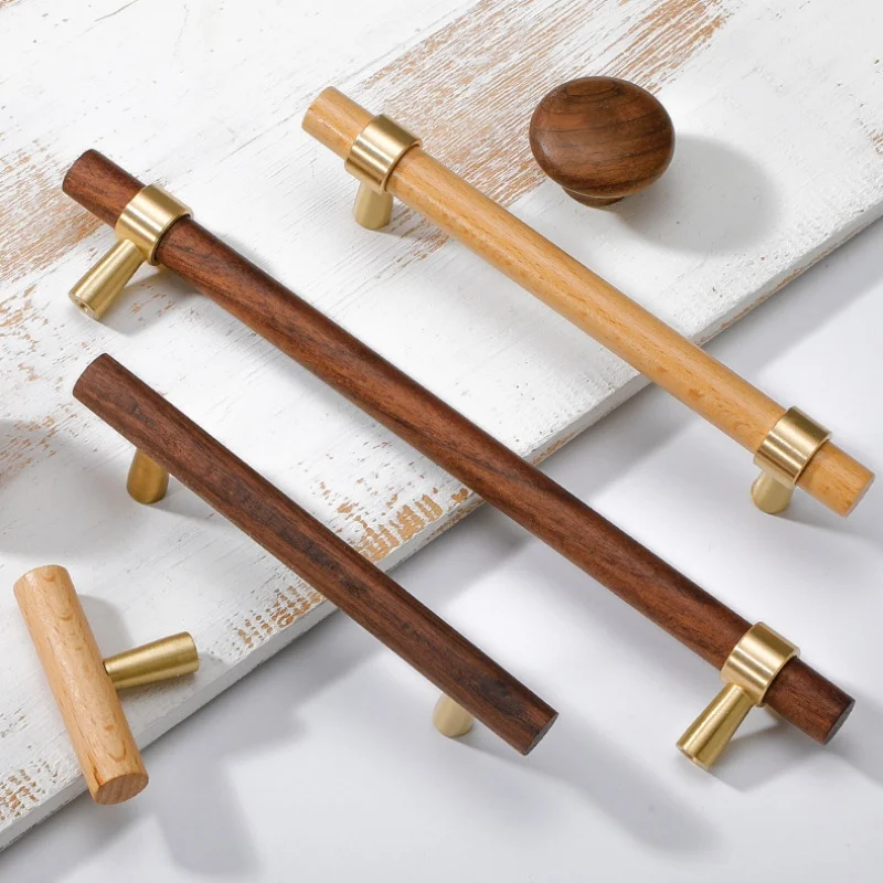 

Ручки для дверей шкафов из массива дерева, простые ручки для детских комнат, деревянные ручки для ящиков в стиле легкой роскоши