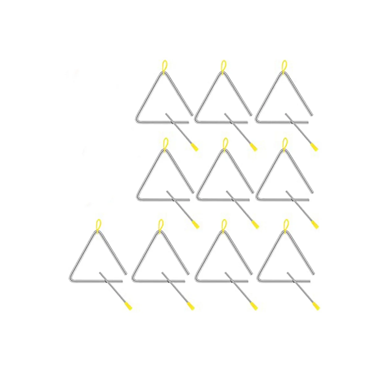 

Музыкальный стальной треугольный перкуссионный инструмент, треугольный ручной перкуссионный треугольник для детей и взрослых (6 дюймов), 10 шт.