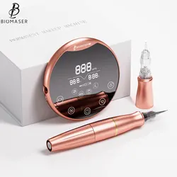 BIOMASER P90 Rotary Tattoo machine Rose Gold Digital Permanent Makeup Machine Set dermografo micropigmentacion Kit