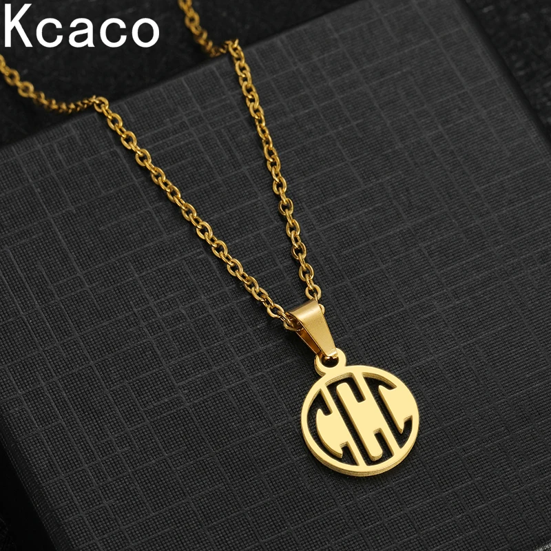 

Custom Monogram Necklace Initial Letter 1.5cm Tiny Circle Pendant Necklace Stainless Steel Chain Choker for Women Jewelry Gift