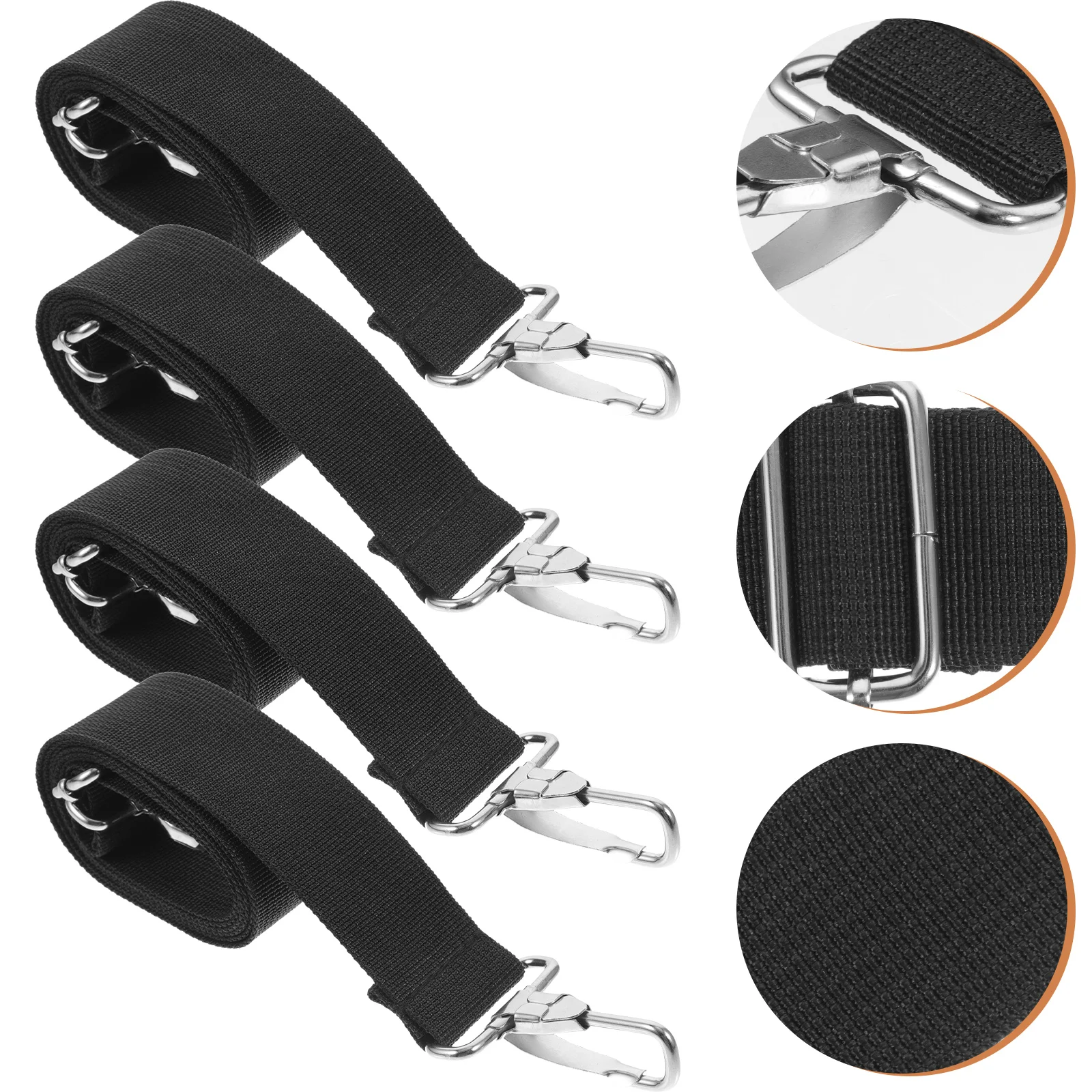 

4 Pcs Snare Drum Strap Sling Instrument Belt Adjustable Replacement Black Parts