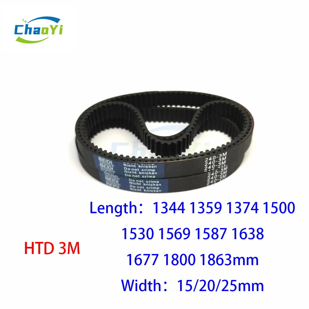 

HTD 3M Closed Loop Rubber Timing Belt Width Length 1344 1359 1374 1500 1530 1569 1587 1638 1677 1800 1863mm 15/20/25mm 1500-3M