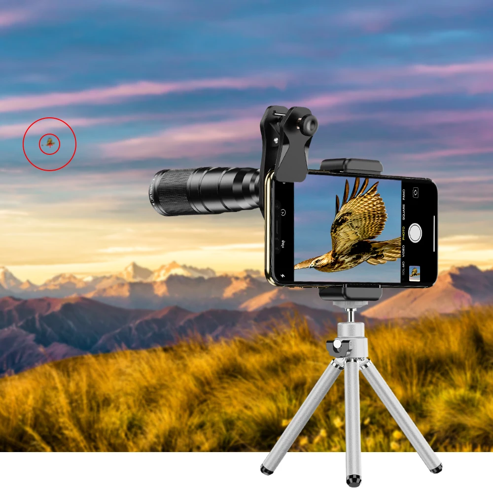 Apexel-望遠レンズキット22x,望遠レンズ,マクロおよび広角,ズーム,単眼,iPhoneおよびSamsung用