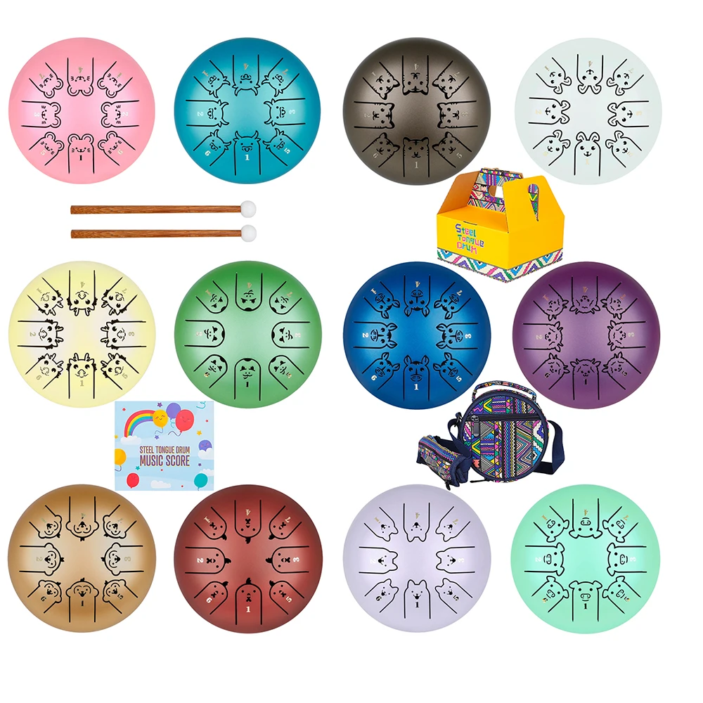 5 Inch Steel Tongue Drum 8 Tone Hand Pan Tank Drum Mini Tongue Drums Worry-free Steel Drum Percussion Instrument