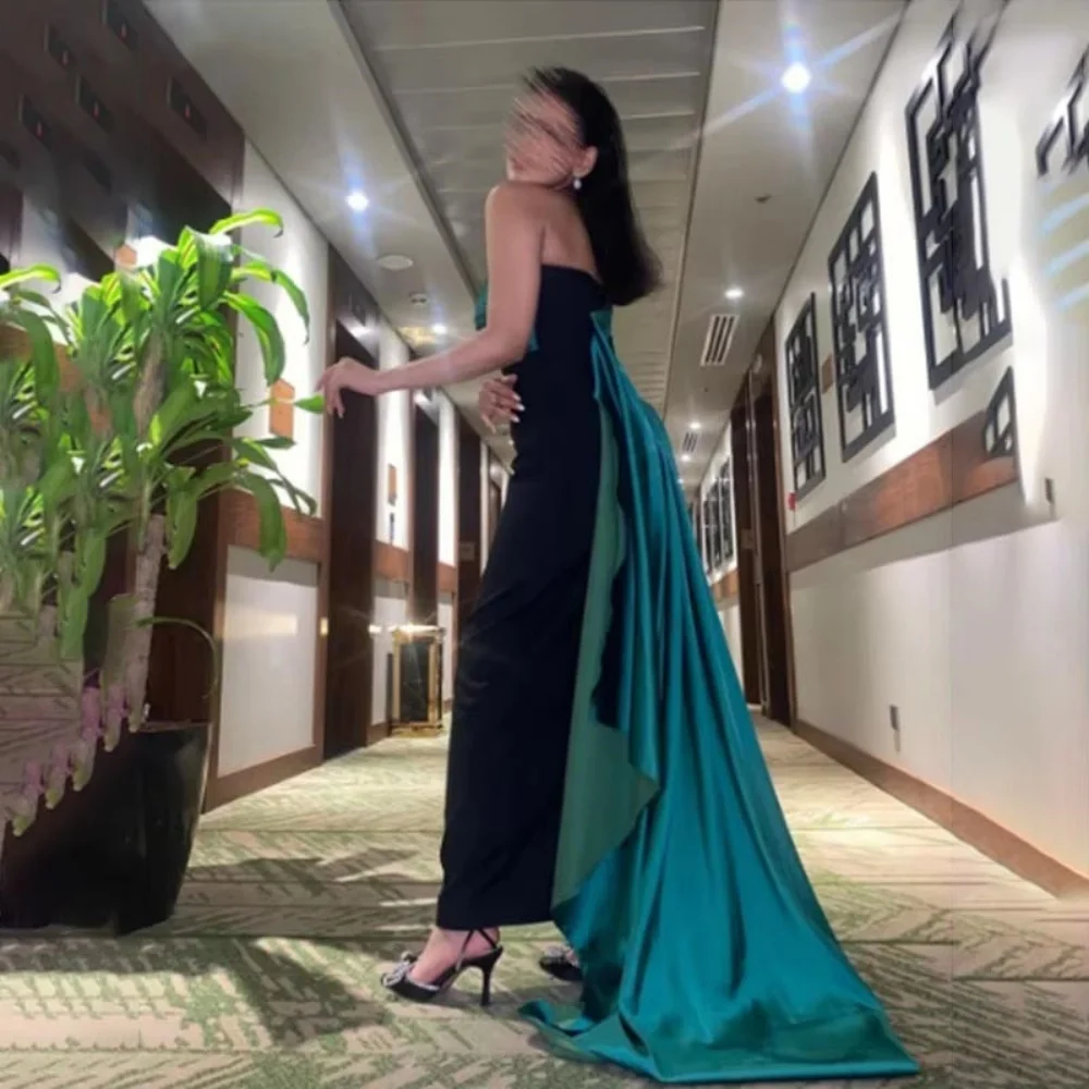 تخصيص رائعة Ruched المرأة فستان حفلة موسيقية مثير بلا أكمام الساحرة حورية البحر الطابق طول فستان الحفلات المرأة الساتان ثوب مسائي