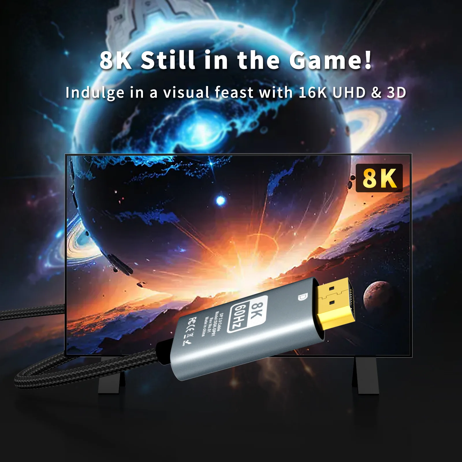 Pcゲームモニター用ポートコード、displayport dp1.4ケーブル、hdmiケーブル、8k 60hz、4k @ 144hz、1080p @ 240hz、hbr3 32.4gbps、hdcp 2.2をサポート