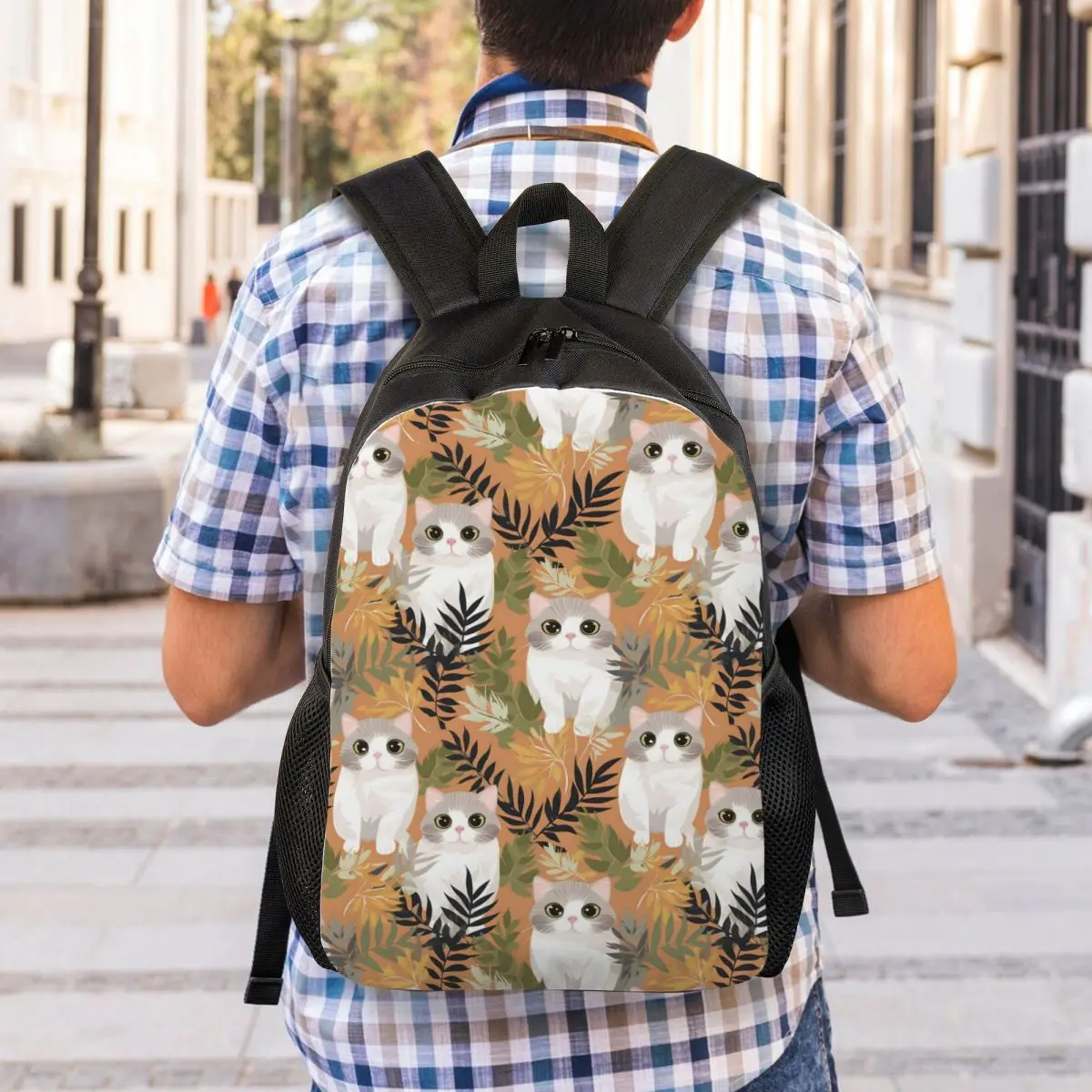 Gray Ginger And Siamese Kittens Cats Backpack Student Boys Girls BookBag School Bag Computer Shoulder Bags