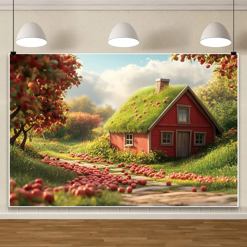 Fruit Strawberry Rustic Field Style Photography Background Wildflower Meadow Farm Cabin Spring Party Backdrop Photo Studio Props