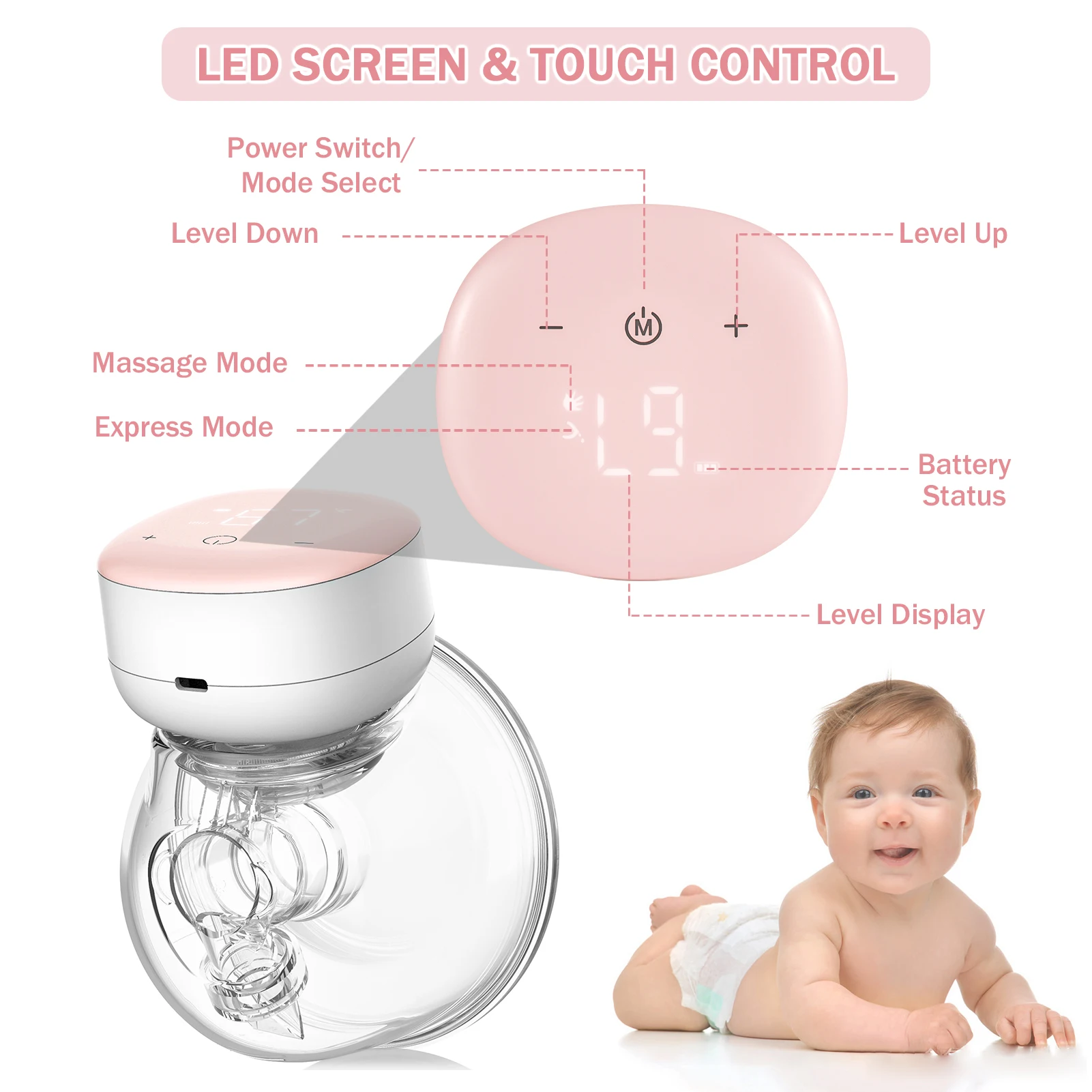 YOUHA Wearable Breast Pumps Hands Free Electric Breast Pump Portable Low Noise Comfort Milk Collector for Breastfeeding BPA-free