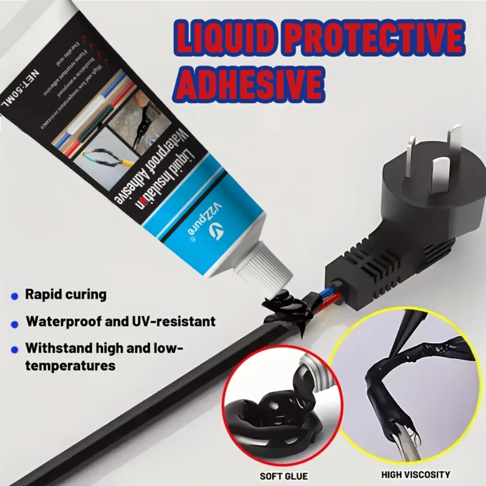 30ml/50ml Black Liquid Electrical Tape Waterproof Insulating Tape Repair Rubber Fixed Electrical Wire Cable Metal Welding Glue