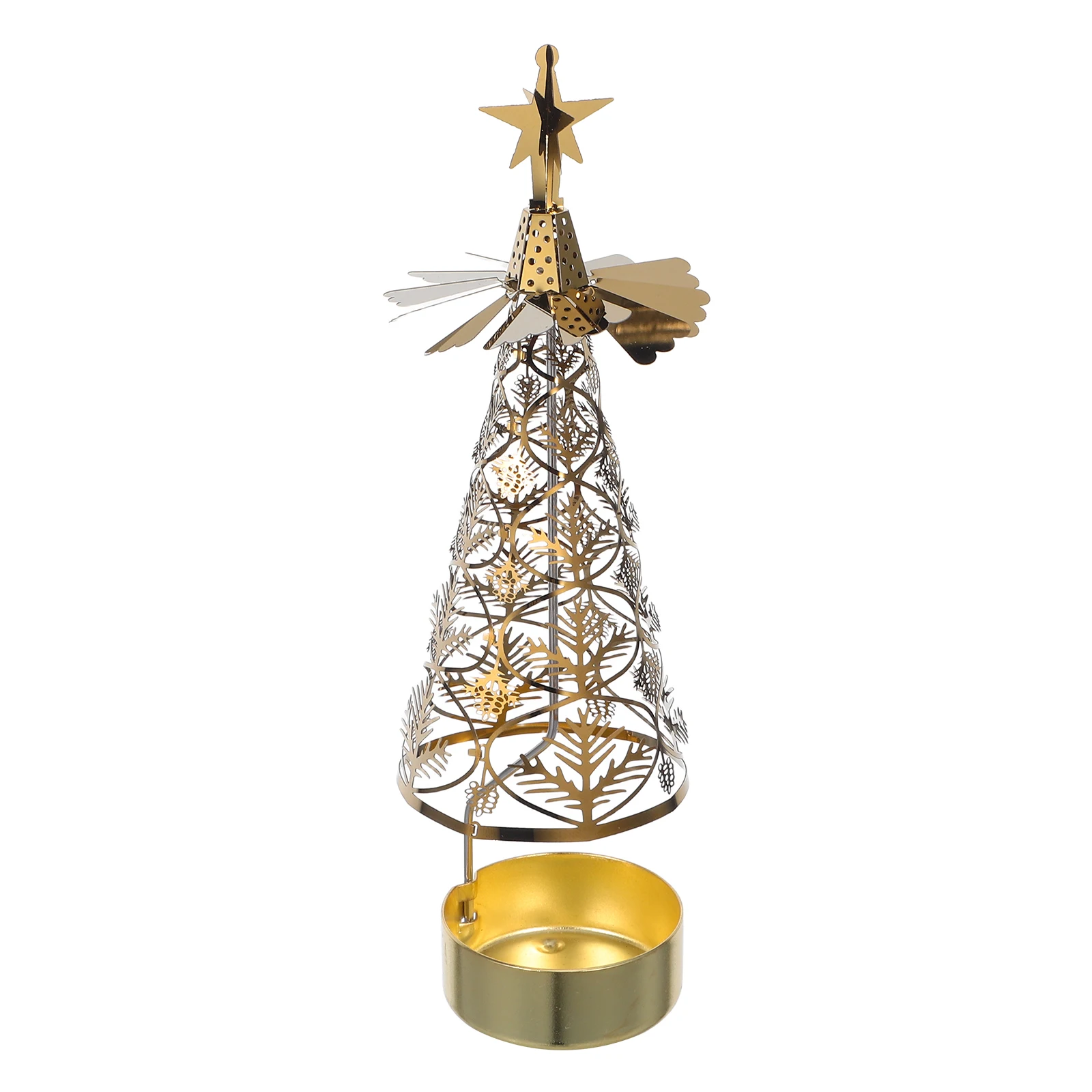 Iron Taper Holder Metal Christmas Tealight Golden Table Decorations Spinner Carousel Candlestick Holder Tray New 2025