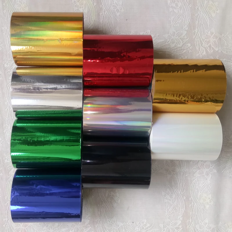 1 roll Hot Stamping Foil Paper Roll Holographic foil transparent foil plastic 16cm x120m golden silver bronze 19 color available