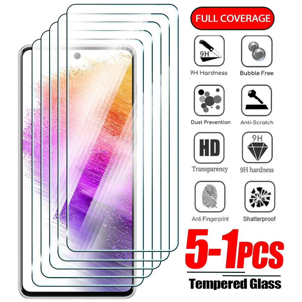 1-5PCS Tempered Glass For Samsung Galaxy A14 A54 A53 A13 A33 A34 A52S 5G Screen Protector For Samsung A52 A73 A21S A51 A72 Glass