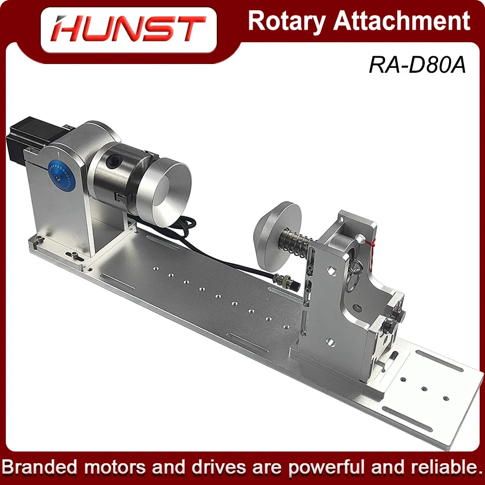 HUNST Rotary Axis 3jaw Worktable Chuck D80A & Activity Tailstock Indexing Head for CNC Laser Marking and Engraving Machine