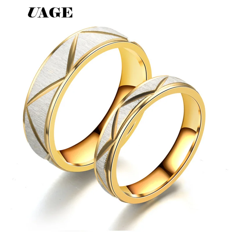 UAGE Simple Couple Titanium Steel Matte Wedding Rings women men\'s jewelry anniversary marriage Best Fashion Gift